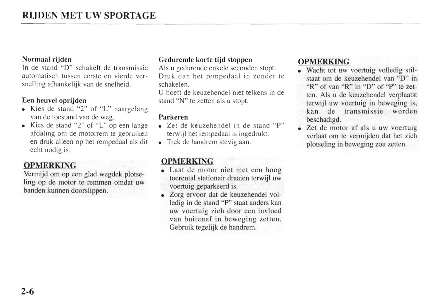 1993-2004 Kia Sportage Manuel du propriétaire | Néerlandais