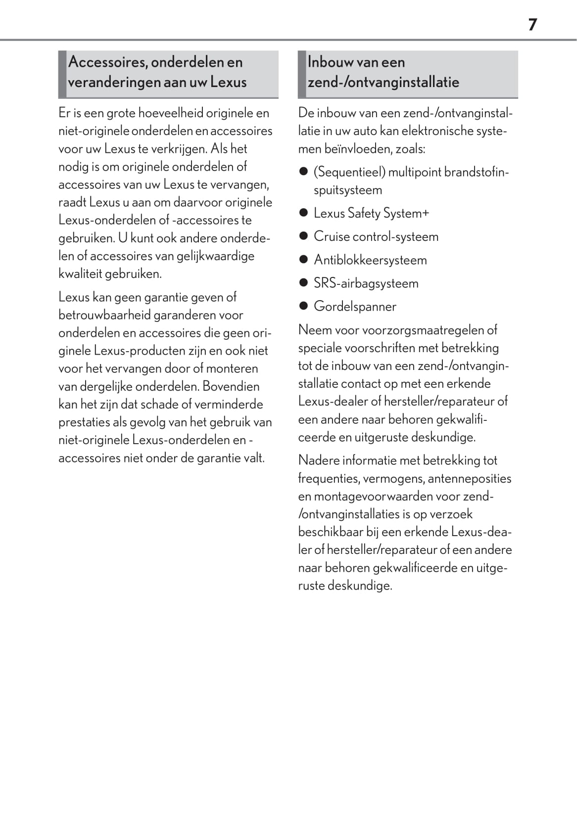 2019-2020 Lexus UX 200 Bedienungsanleitung | Niederländisch