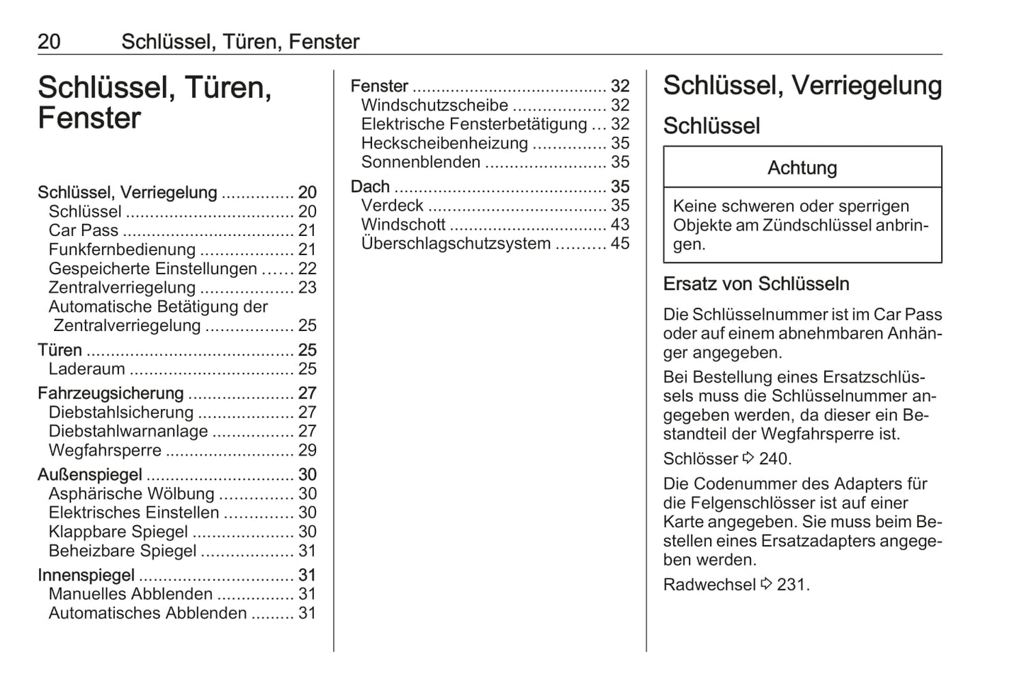 2016 Opel Cascada Owner's Manual | German