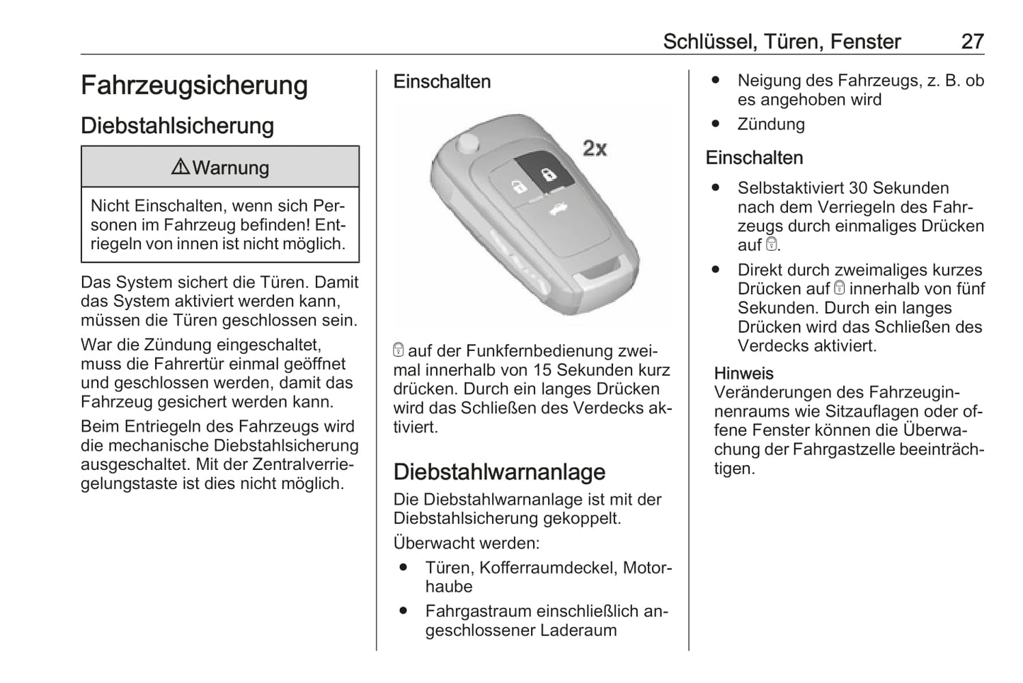 2016 Opel Cascada Owner's Manual | German