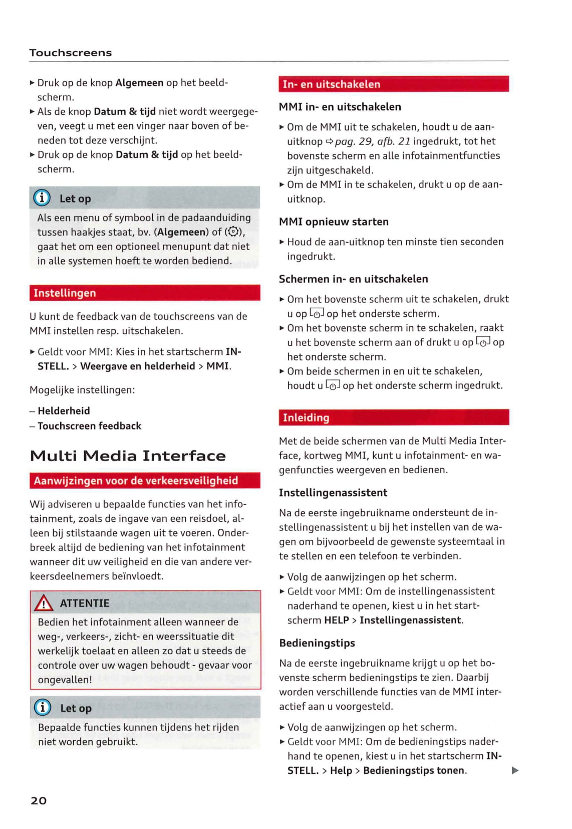 2018-2023 Audi e-tron Bedienungsanleitung | Niederländisch