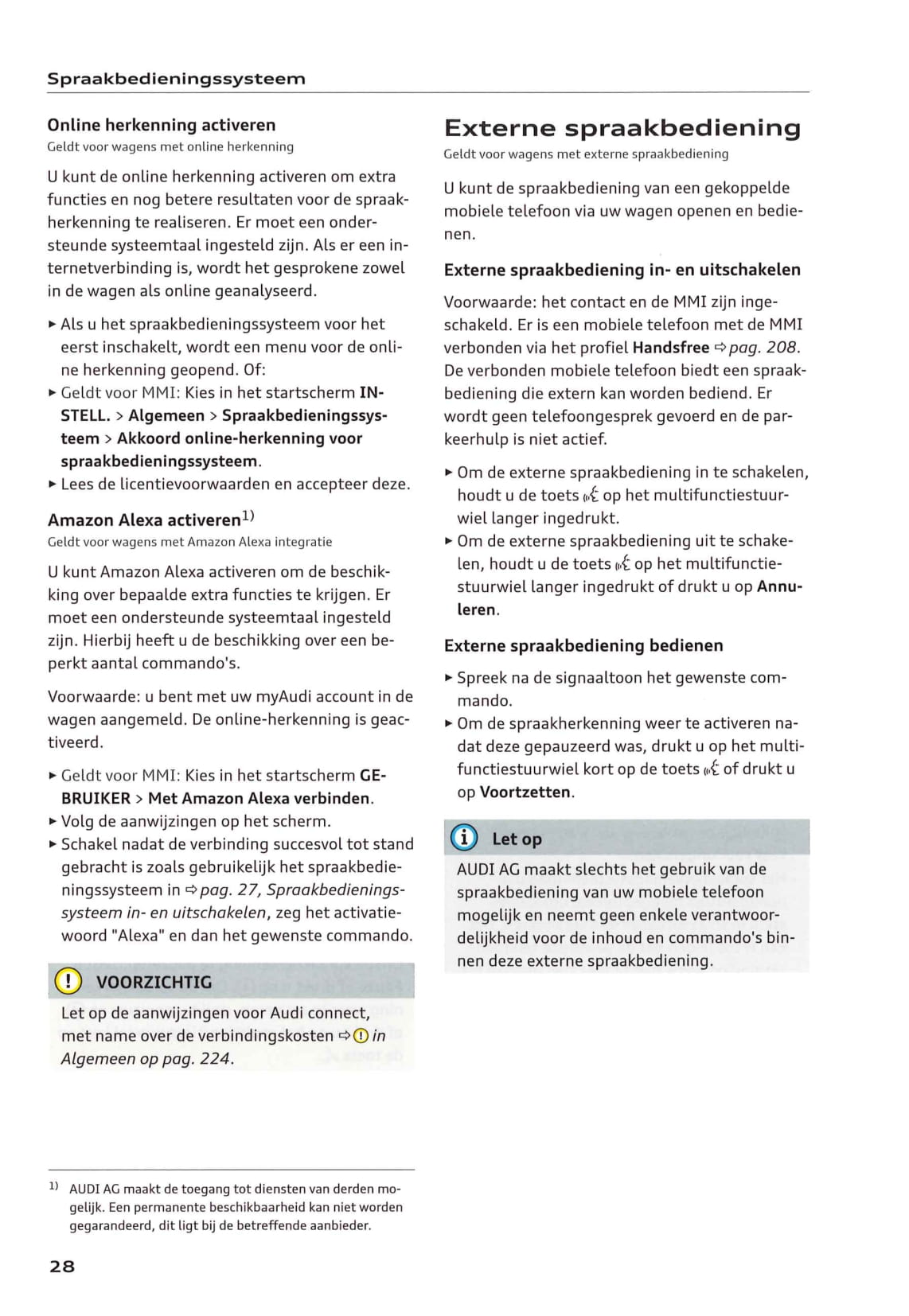 2018-2023 Audi e-tron Bedienungsanleitung | Niederländisch