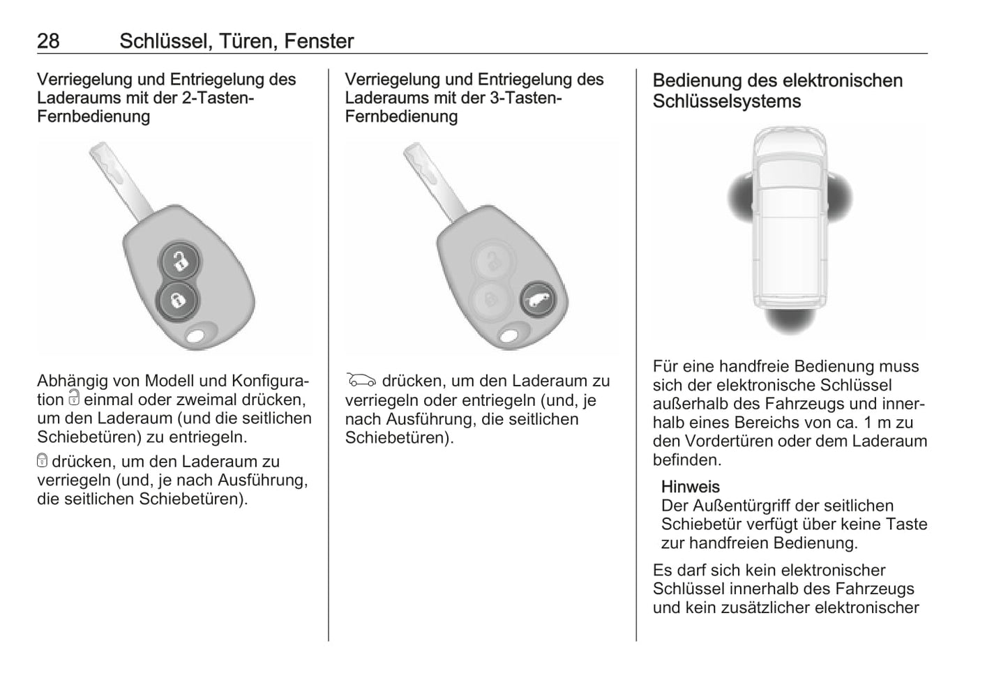 2018-2019 Opel Vivaro Owner's Manual | German
