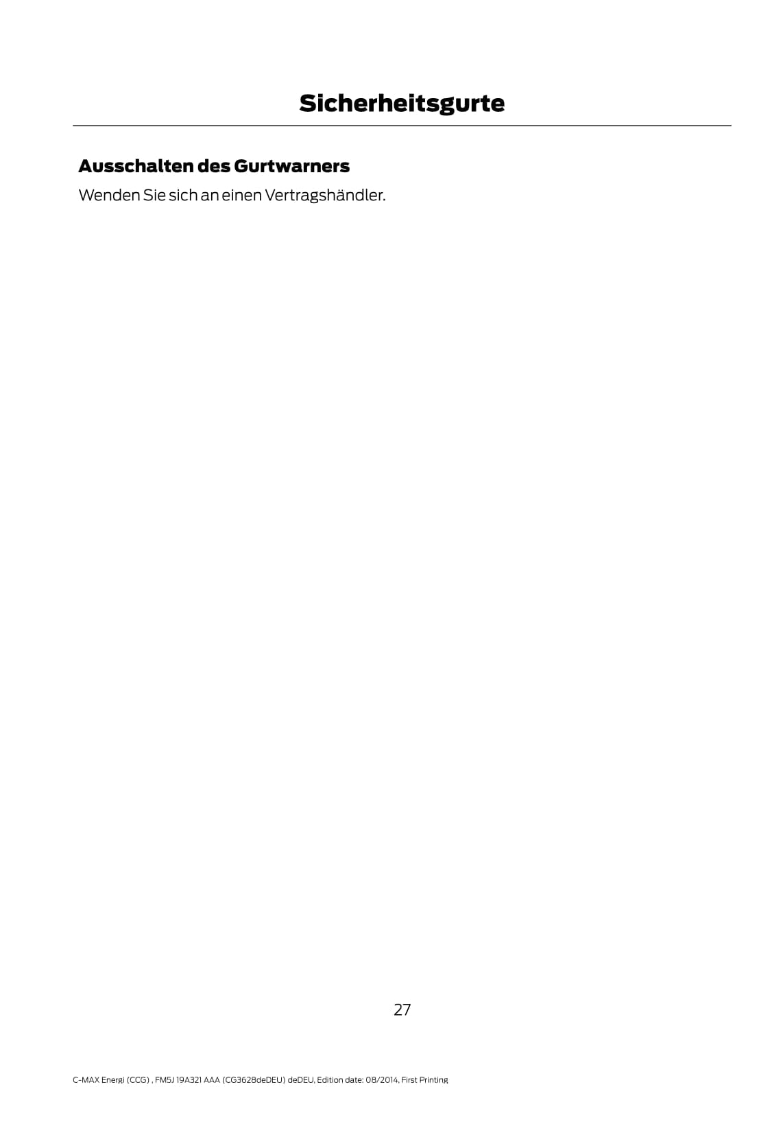 2014-2015 Ford C-Max Energi Bedienungsanleitung | Deutsch