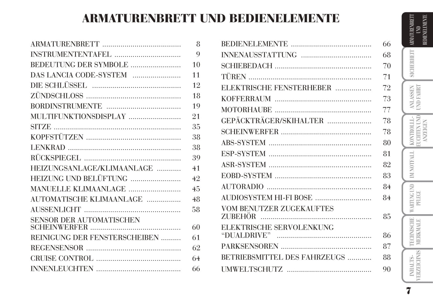 2006-2011 Lancia Ypsilon Manuel du propriétaire | Allemand