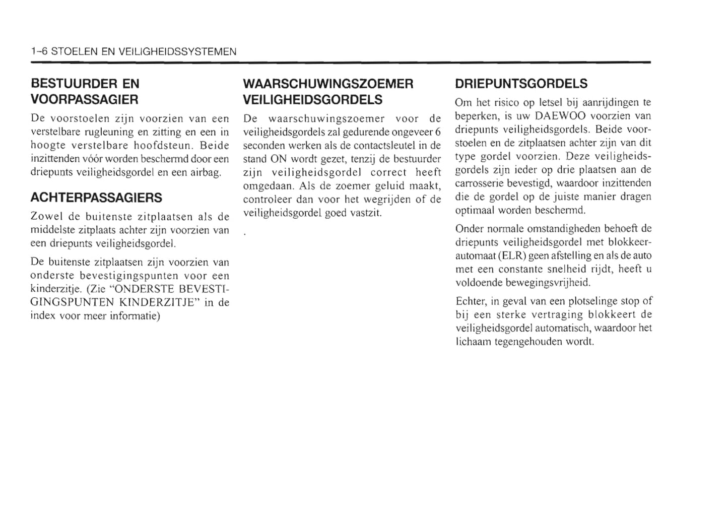 1999-2003 Daewoo Nubira Gebruikershandleiding | Nederlands