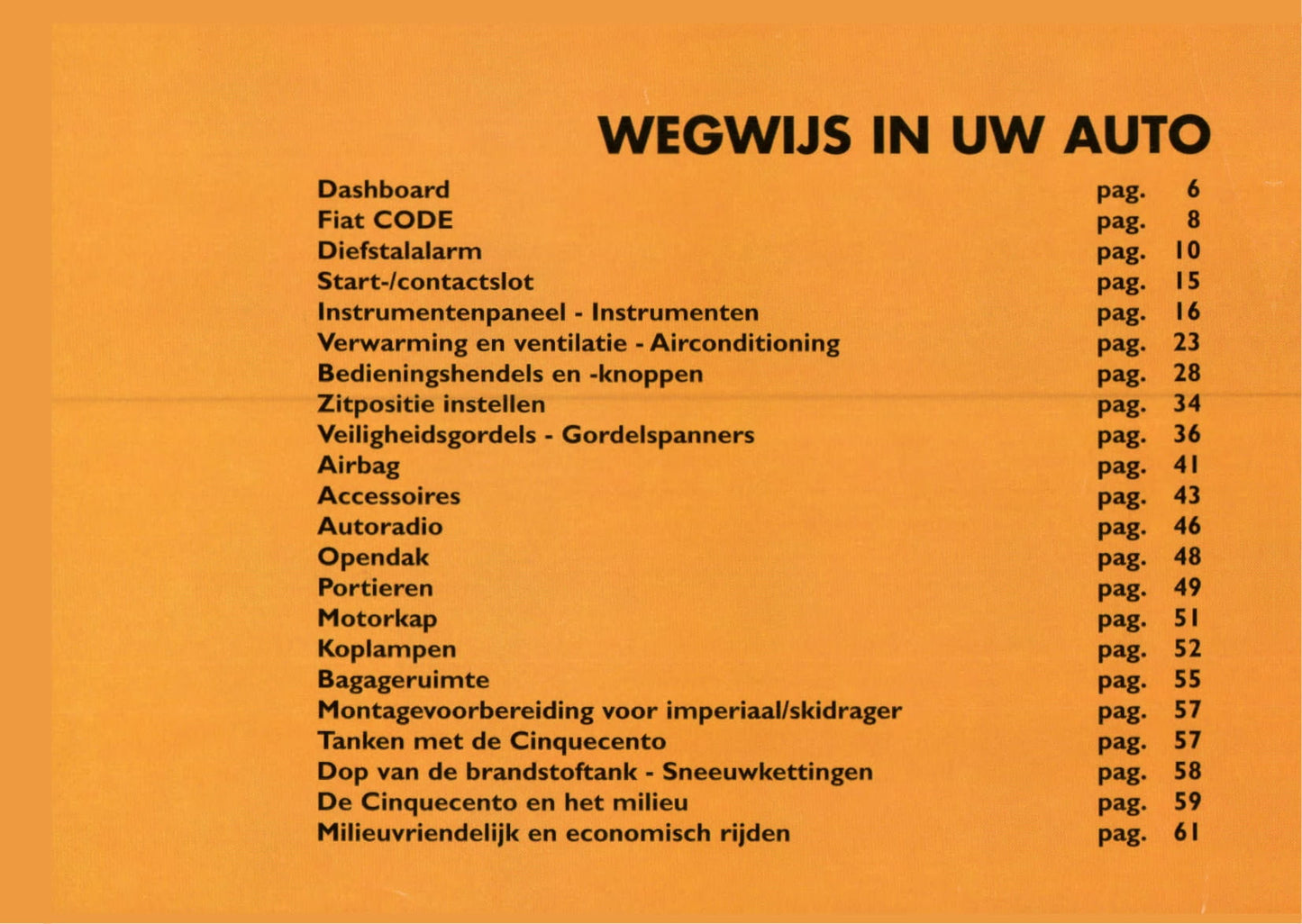 1997-1998 Fiat Cinquecento Gebruikershandleiding | Nederlands