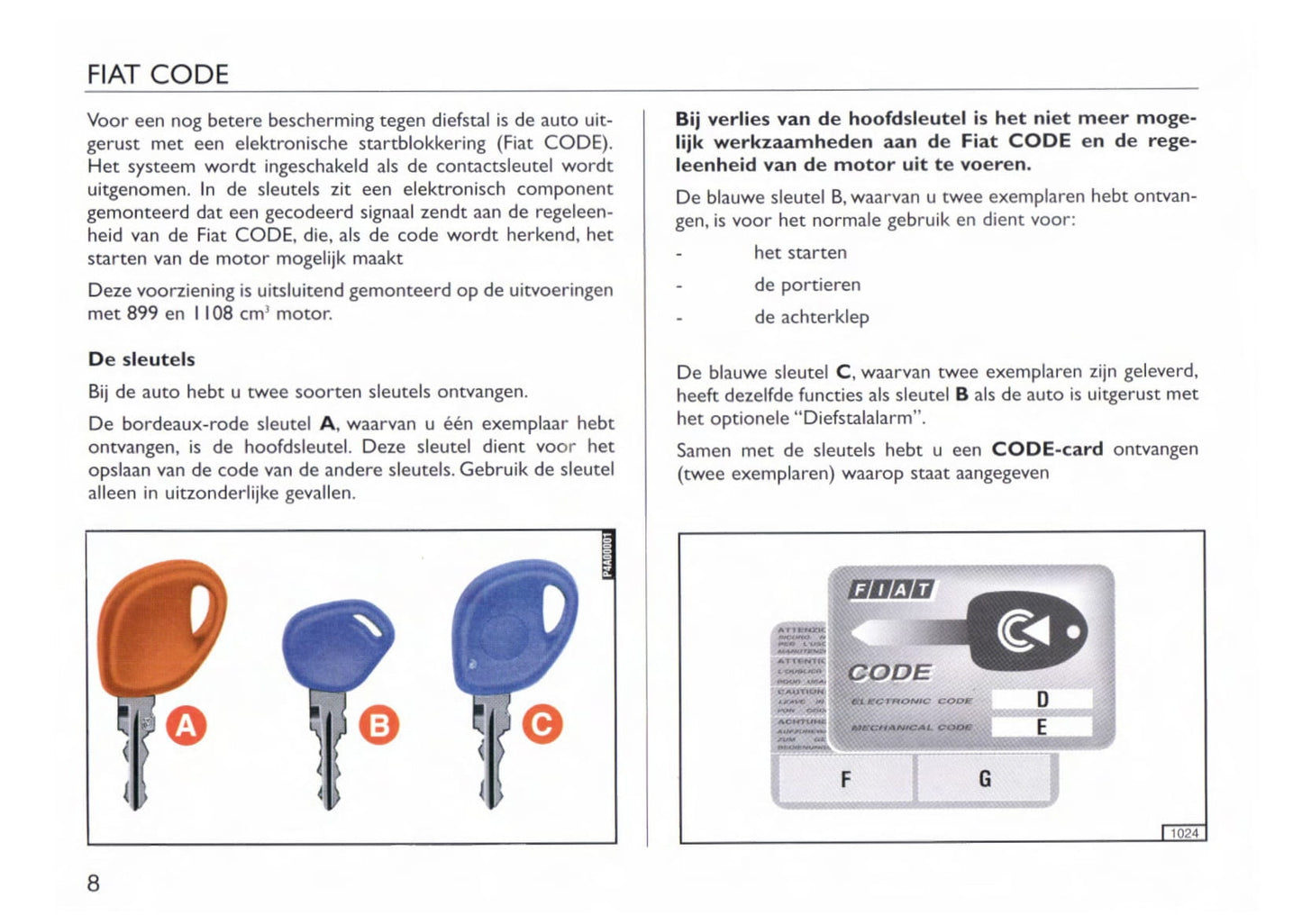 1997-1998 Fiat Cinquecento Gebruikershandleiding | Nederlands