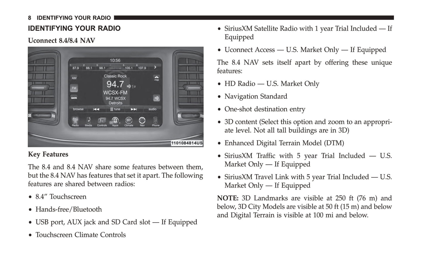 Uconnect 8.4 / 8.4 Nav Supplement Owner's Manual