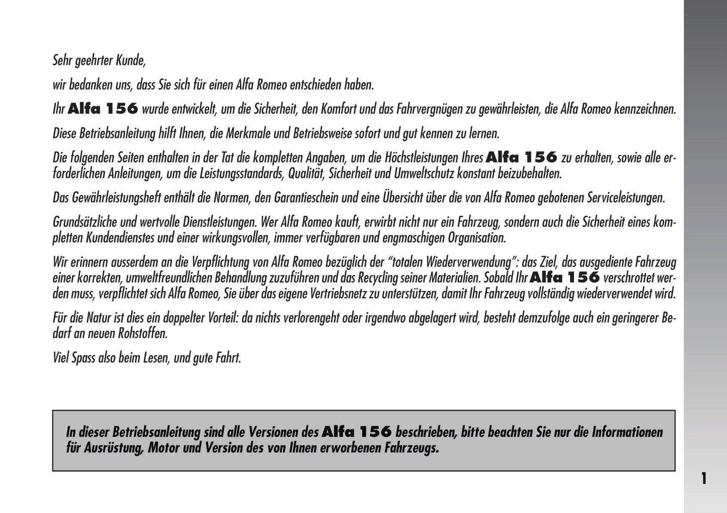 2007 Alfa Romeo 156 Owner's Manual | German