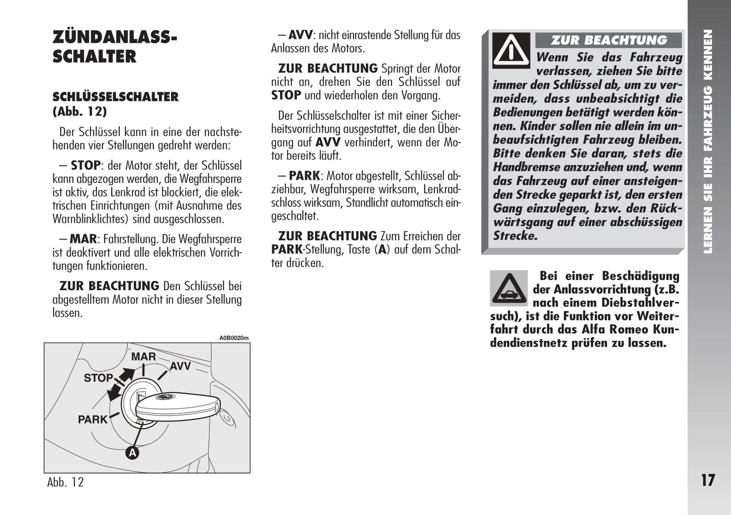 2007 Alfa Romeo 156 Owner's Manual | German