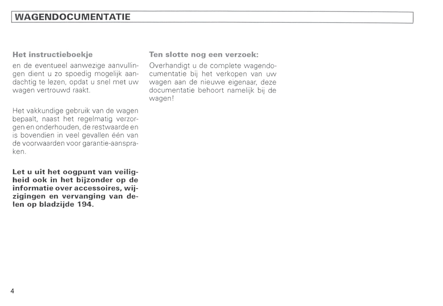 1996-2000 Volkswagen Passat Owner's Manual | Dutch