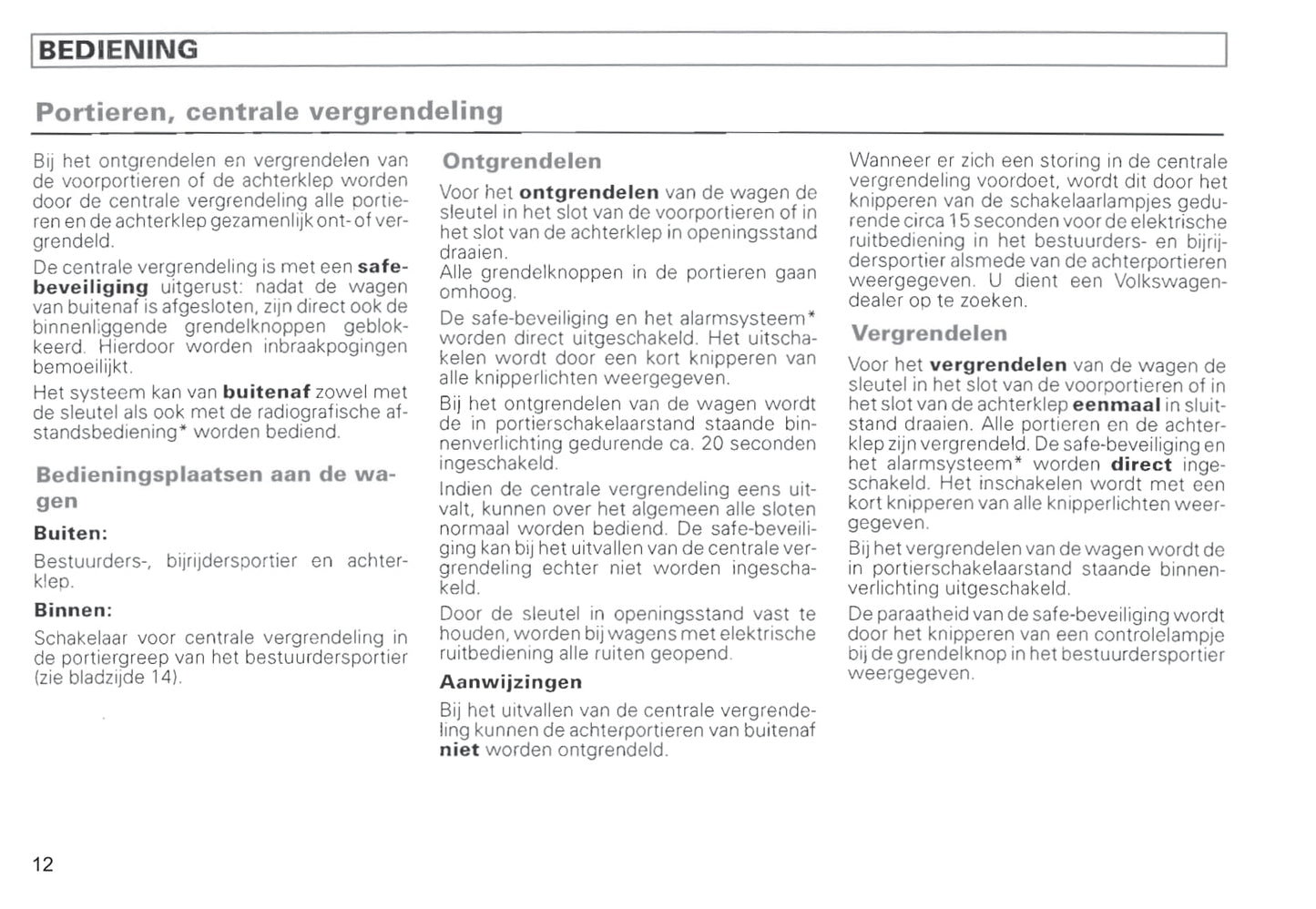 1996-2000 Volkswagen Passat Owner's Manual | Dutch