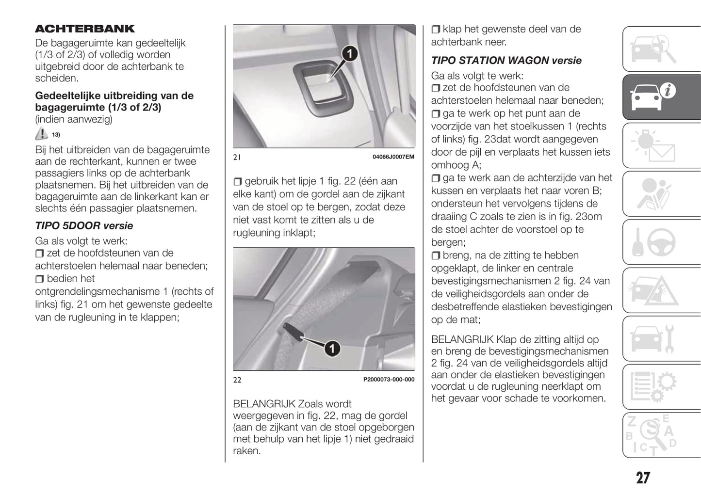 2017-2020 Fiat Tipo 5 doors station wagon Manuel du propriétaire | Néerlandais