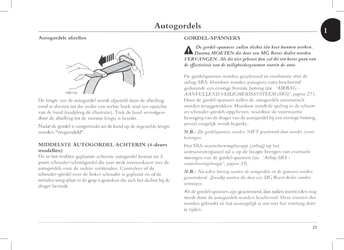 1999-2005 Rover 45 Owner's Manual | Dutch