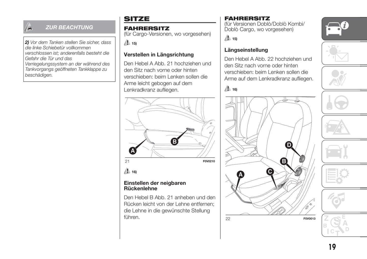 2018-2019 Fiat Doblò Gebruikershandleiding | Duits