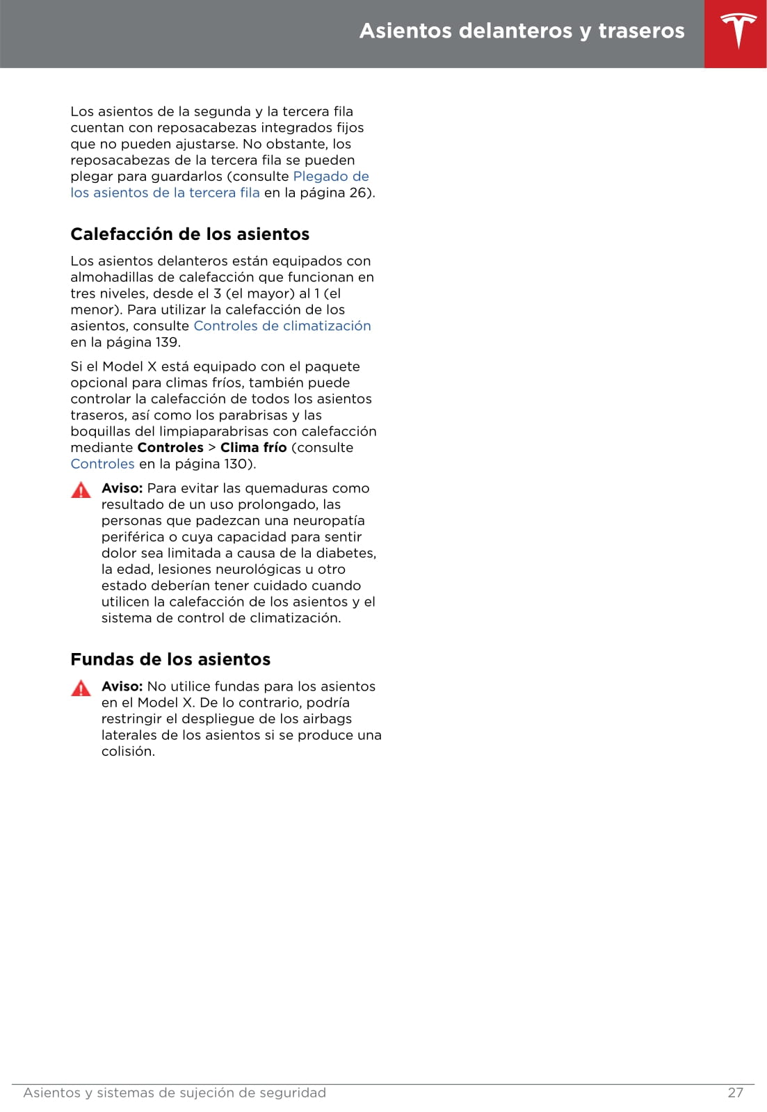 2016-2019 Tesla Model X Owner's Manual | Spanish