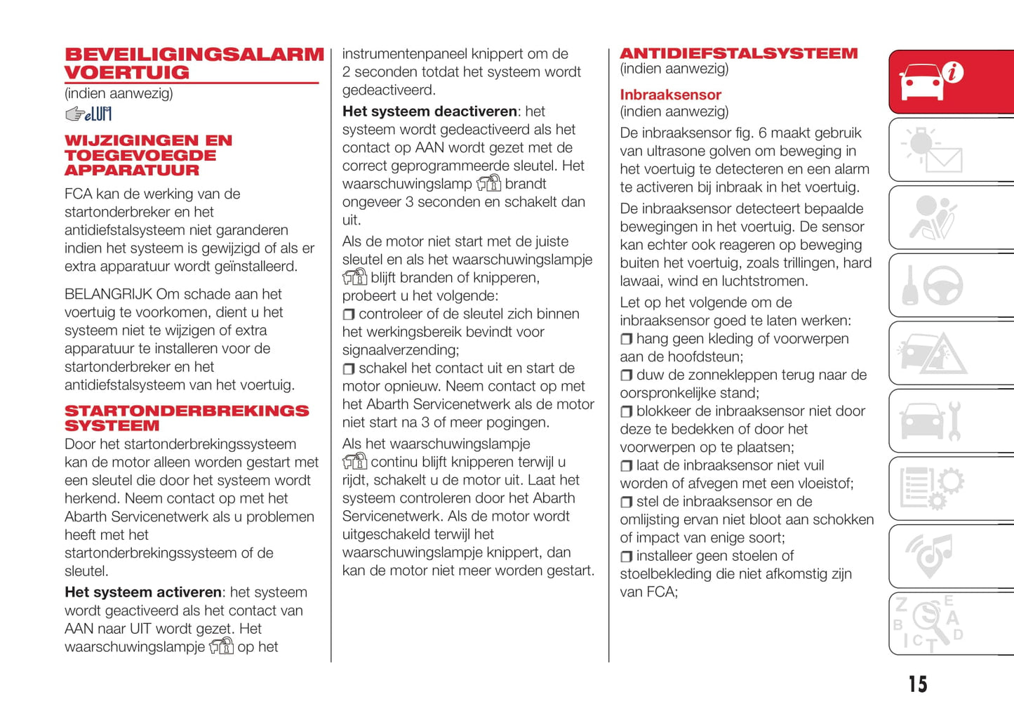 2016-2018 Abarth 124 Spider Gebruikershandleiding | Nederlands