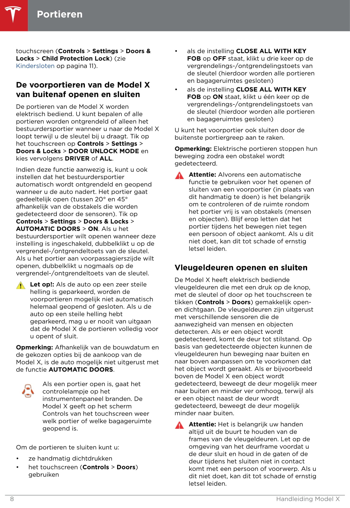 2016-2020 Tesla Model X Gebruikershandleiding | Nederlands