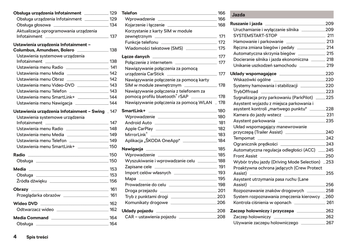 2018-2019 Skoda Octavia Owner's Manual | Polish