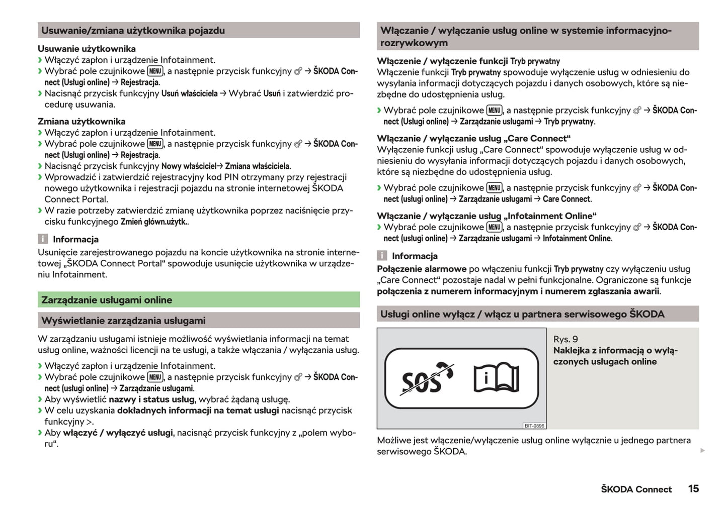 2018-2019 Skoda Octavia Owner's Manual | Polish