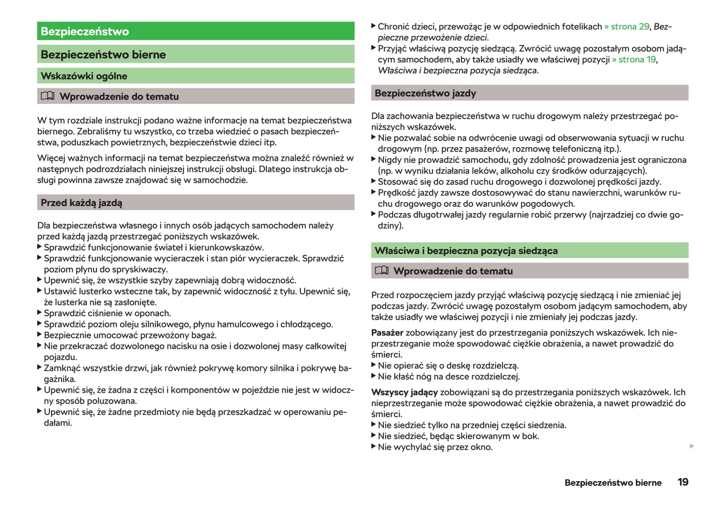 2018-2019 Skoda Octavia Owner's Manual | Polish