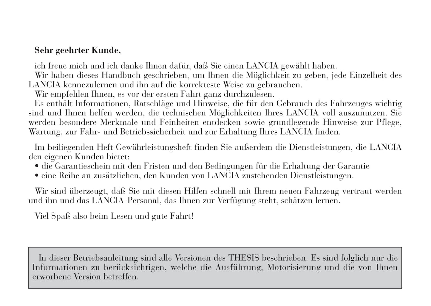 2002-2008 Lancia Thesis Gebruikershandleiding | Duits