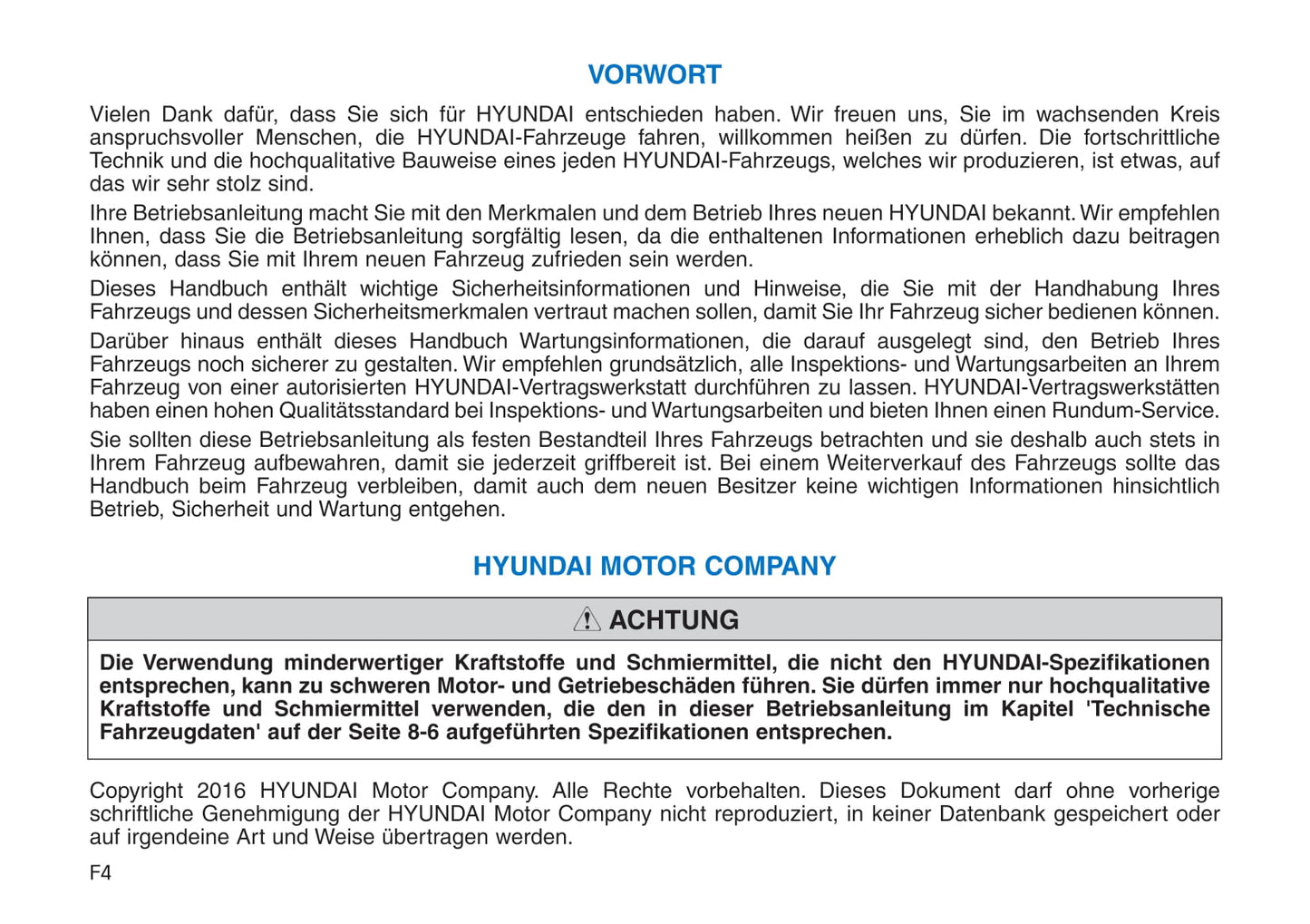 2016-2019 Hyundai Ioniq Manuel du propriétaire | Allemand