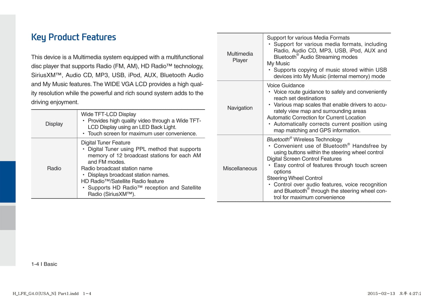 Hyundai Sonata Hybrid Multimedia System Owner's Manual 2014 - 2017