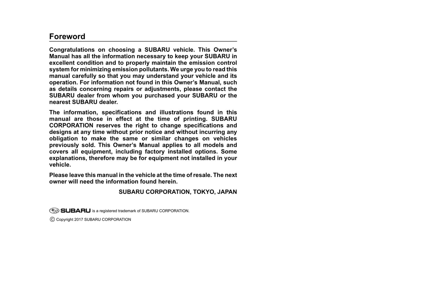 2018 Subaru Crosstrek Gebruikershandleiding | Engels