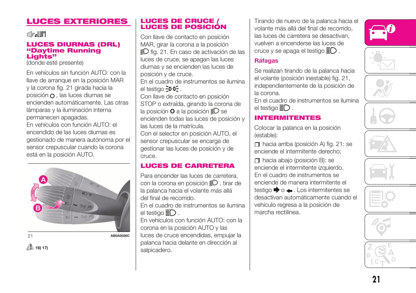 2016-2020 Abarth 595/695 Gebruikershandleiding | Spaans