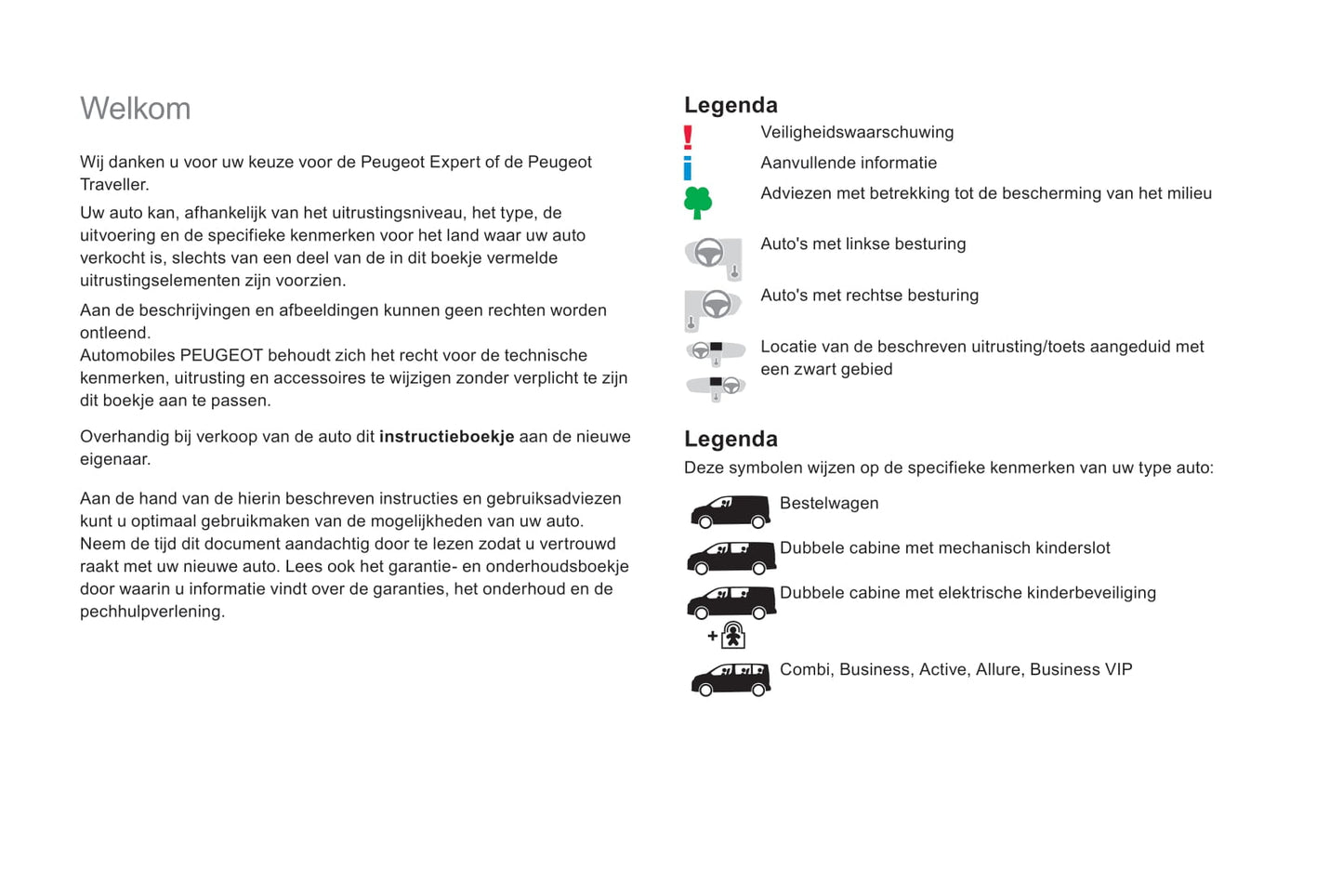 2018-2020 Peugeot Expert/Traveller Owner's Manual | Dutch