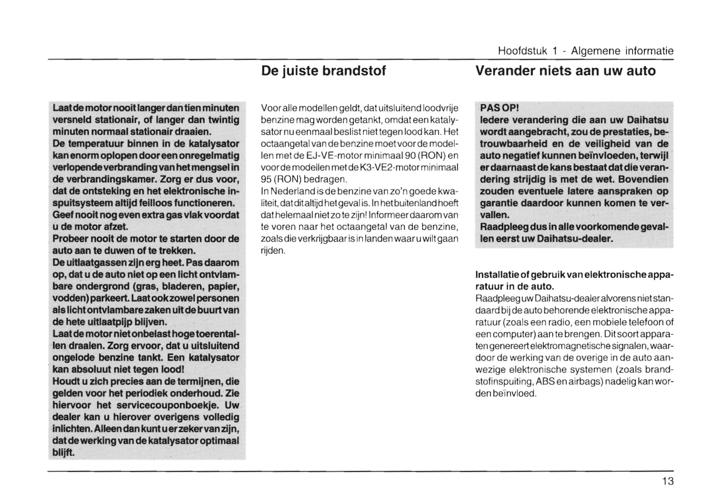 1998-2002 Daihatsu Sirion Gebruikershandleiding | Nederlands
