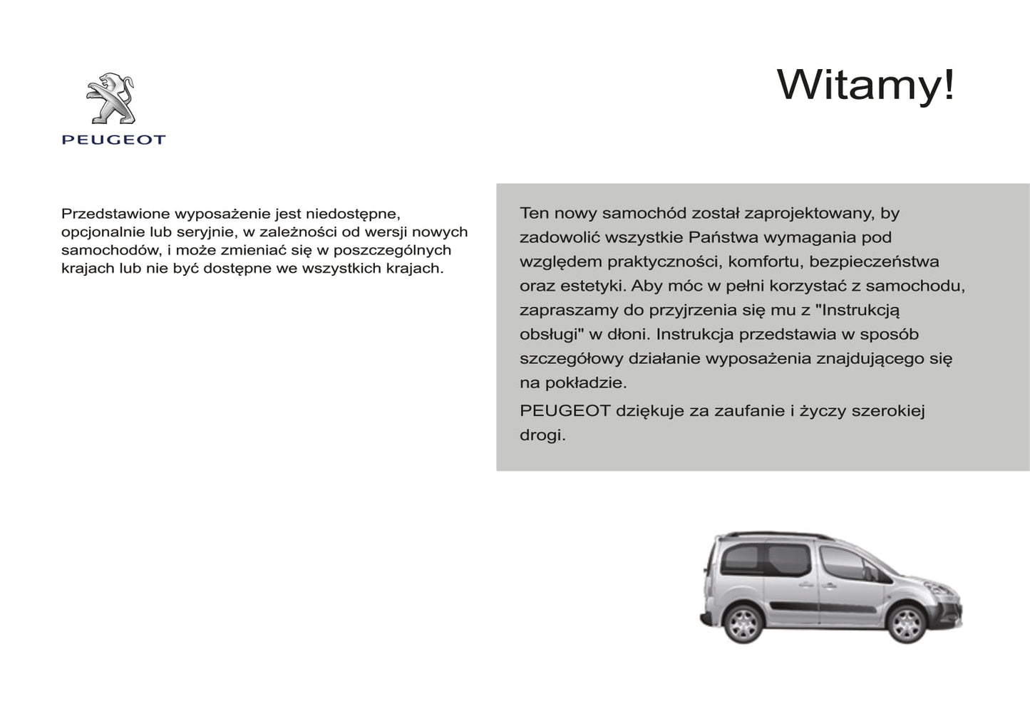 2014-2015 Peugeot Partner Tepee Manuel du propriétaire | Polonais