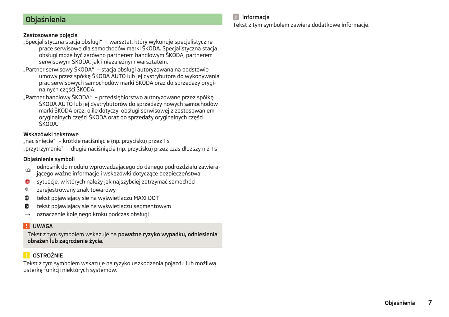 2013-2018 Skoda Yeti Bedienungsanleitung | Polnisch