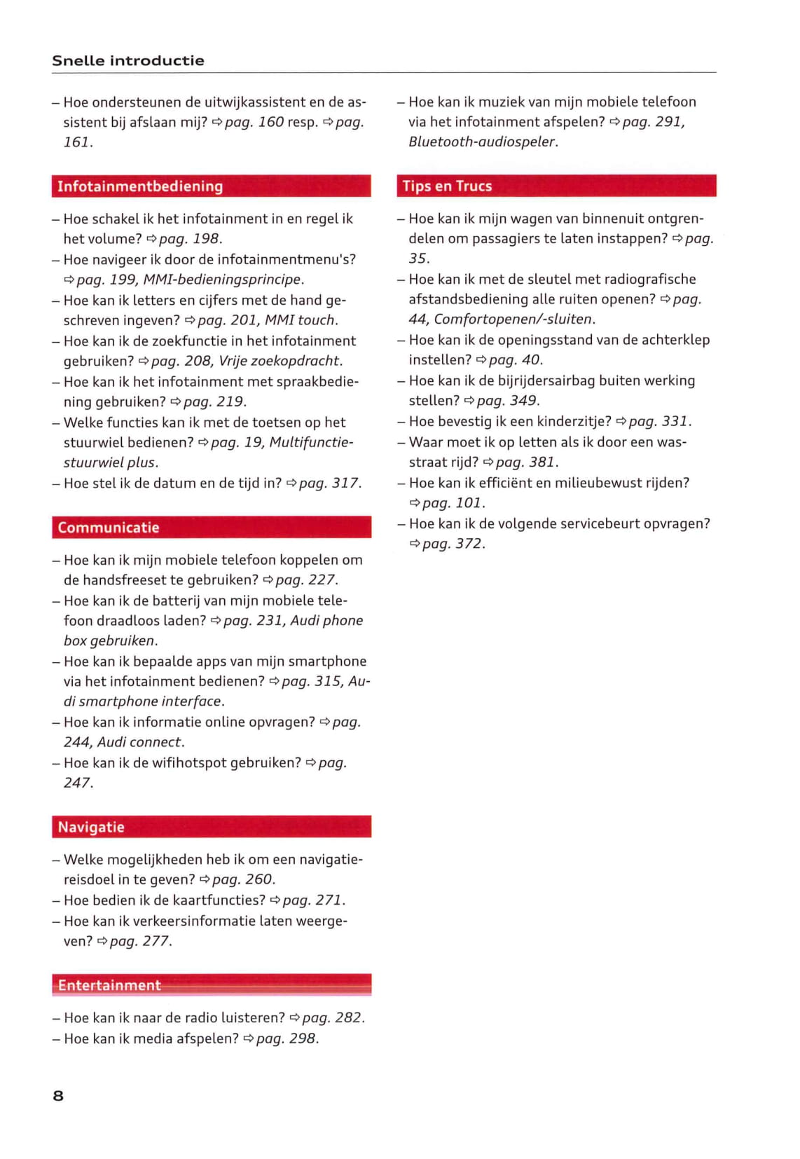 2018-2020 Audi Q5/S Q5 Owner's Manual | Dutch