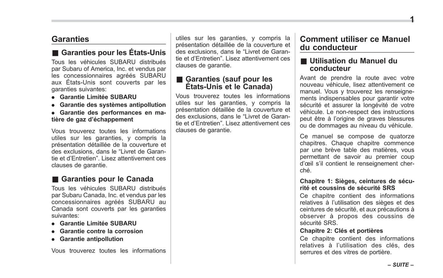 2017 Subaru WRX/WRX STI Gebruikershandleiding | Frans