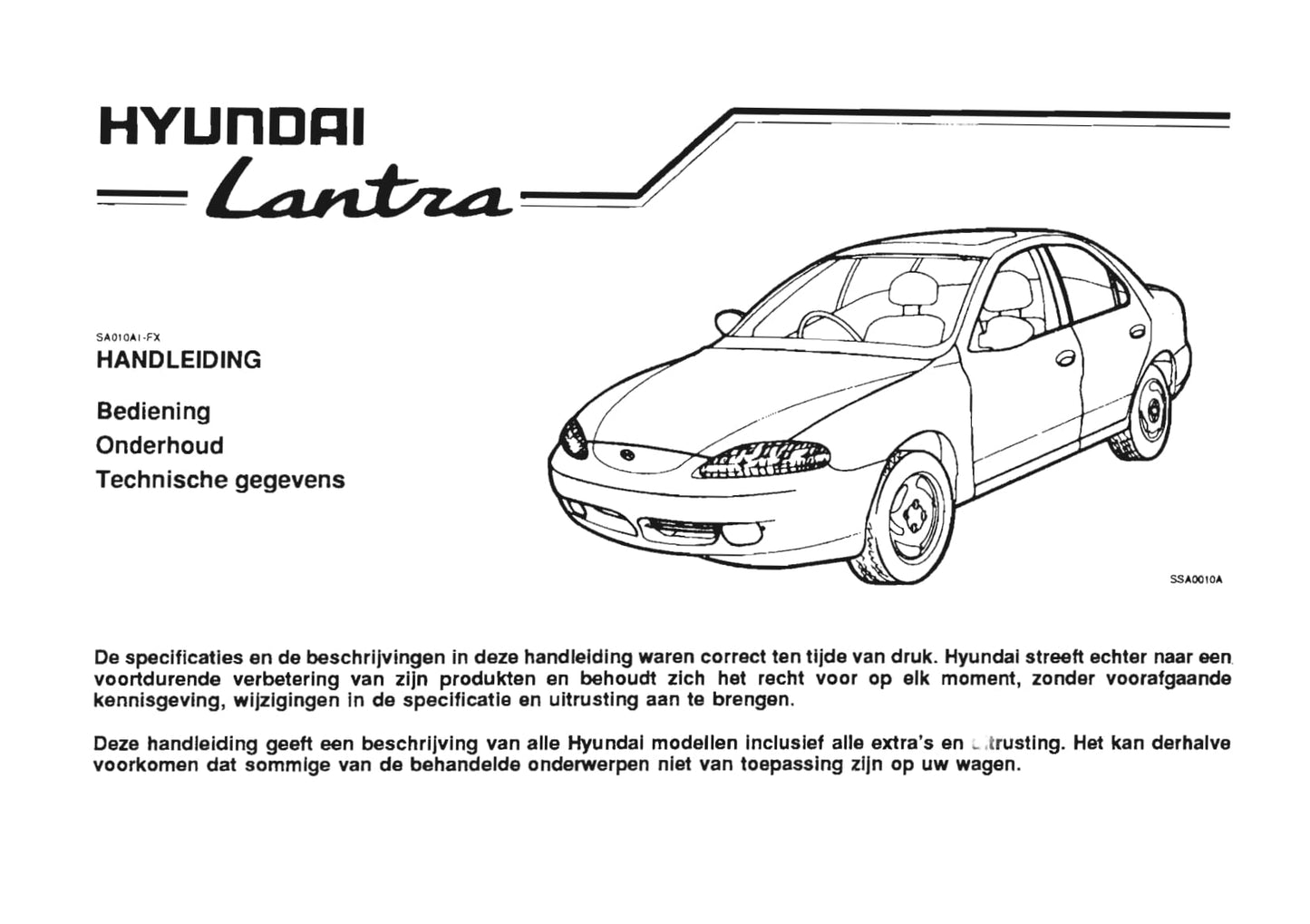 1995-1998 Hyundai Lantra Manuel du propriétaire | Néerlandais