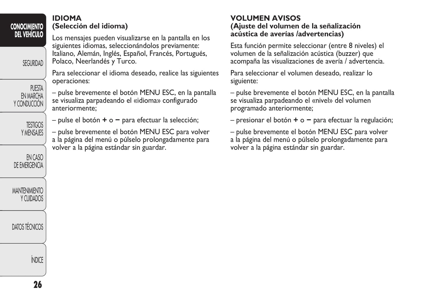 2010-2014 Abarth Punto Gebruikershandleiding | Spaans