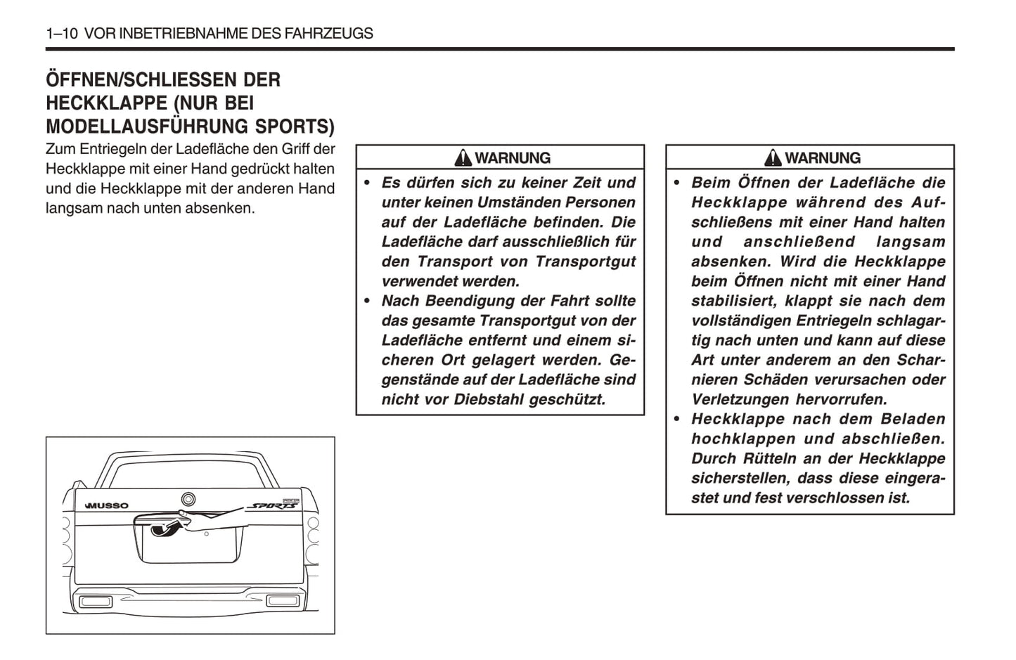 1998-2005 SsangYong Musso Owner's Manual | German