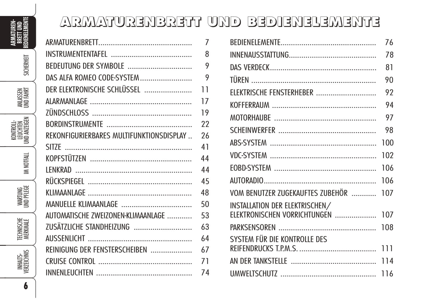 2008-2011 Alfa Romeo Spider Owner's Manual | German