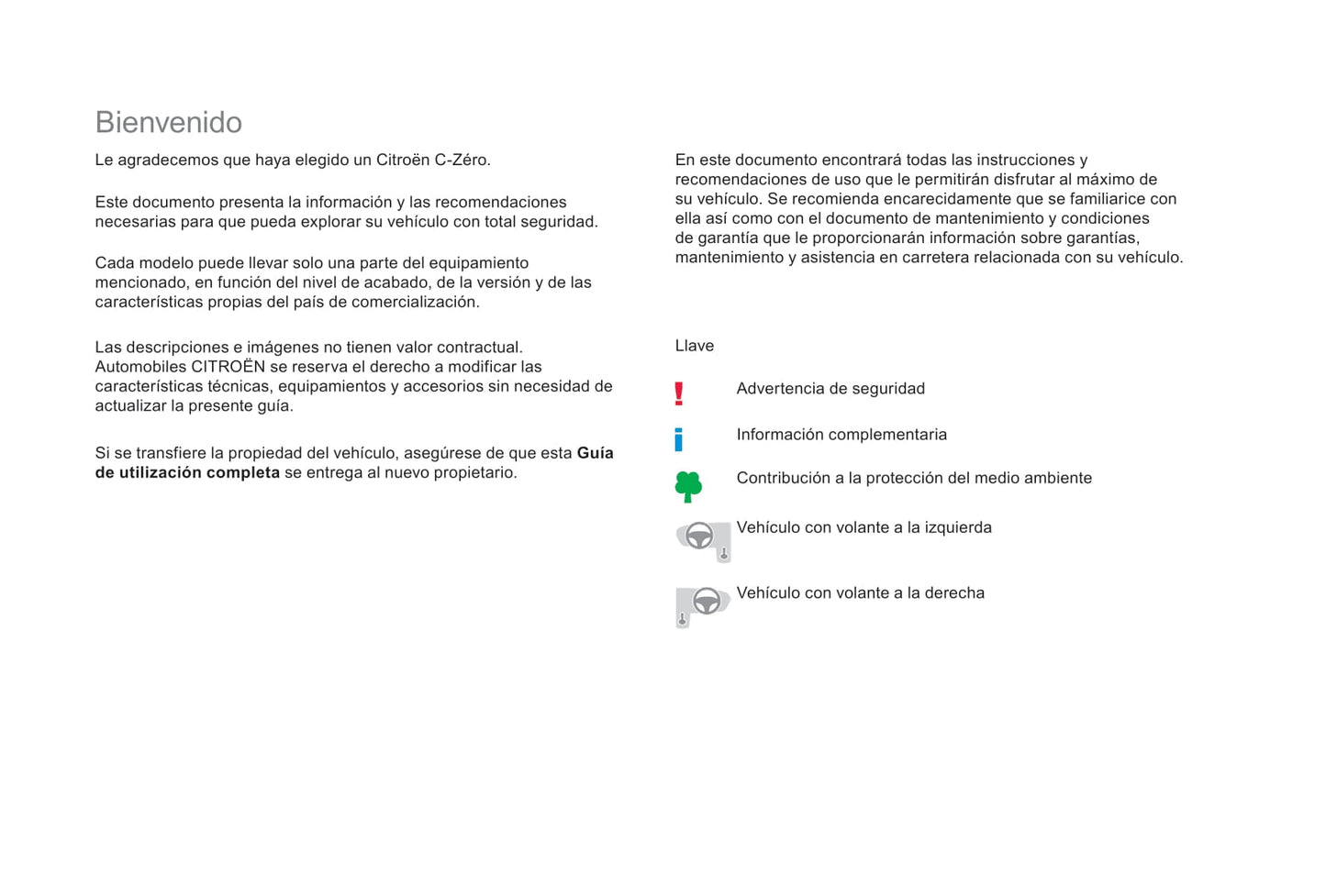 2017-2020 Citroën C-Zero Bedienungsanleitung | Spanisch