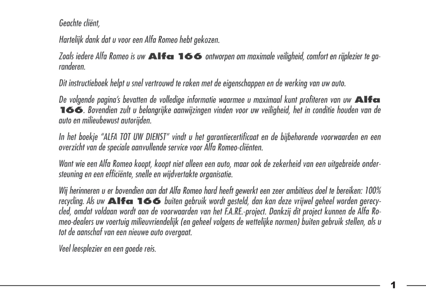 1998-2003 Alfa Romeo 166 Manuel du propriétaire | Néerlandais