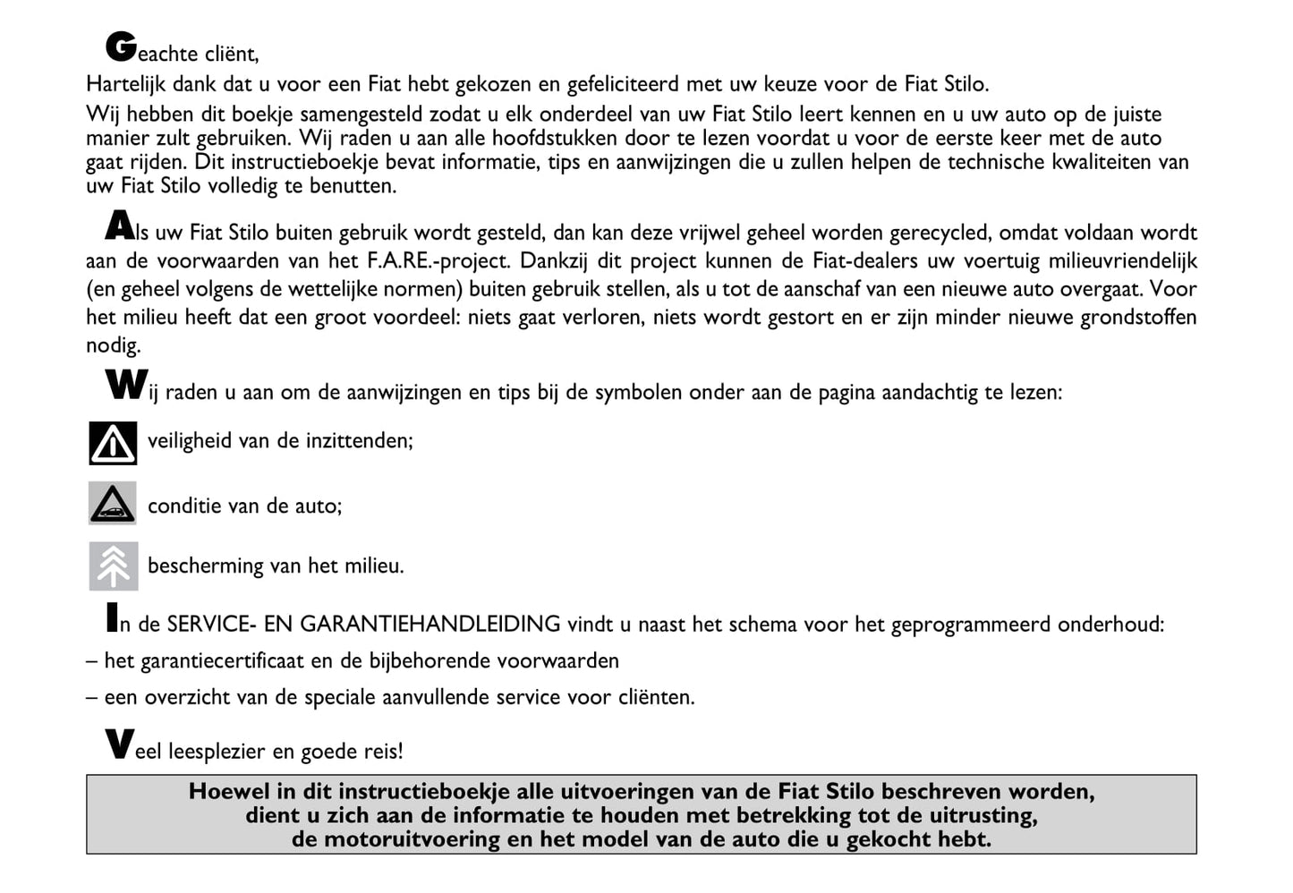 2001-2006 Fiat Stilo Manuel du propriétaire | Néerlandais