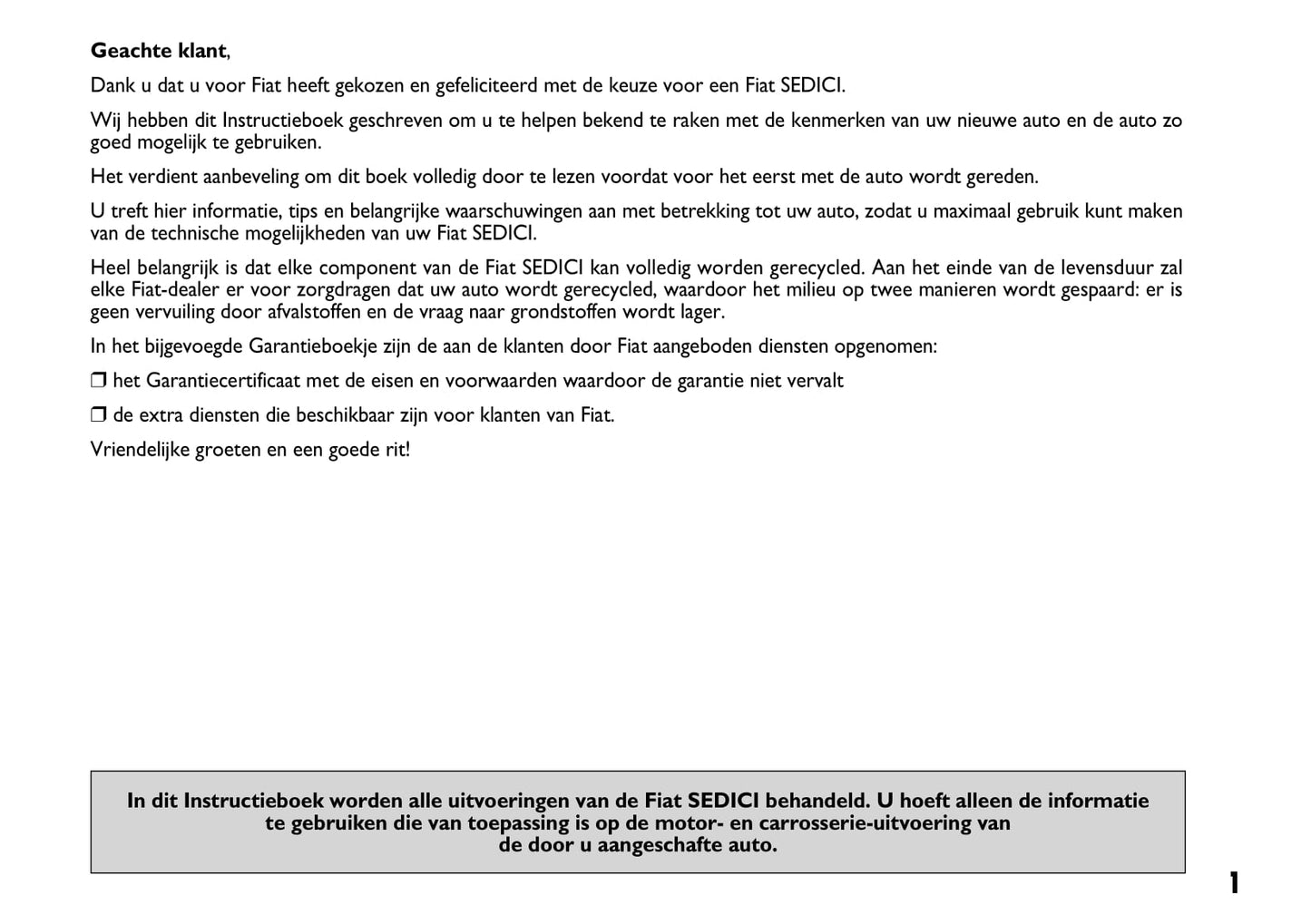 2006-2009 Fiat Sedici Manuel du propriétaire | Néerlandais