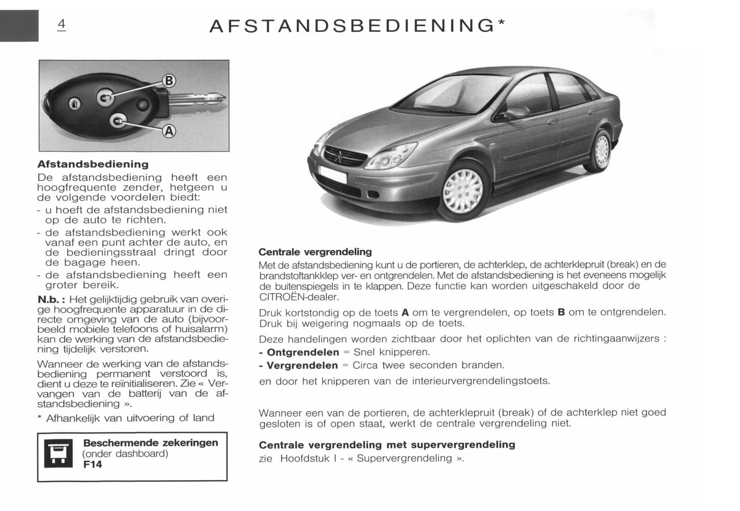 2001-2002 Citroën C5 Owner's Manual | Dutch