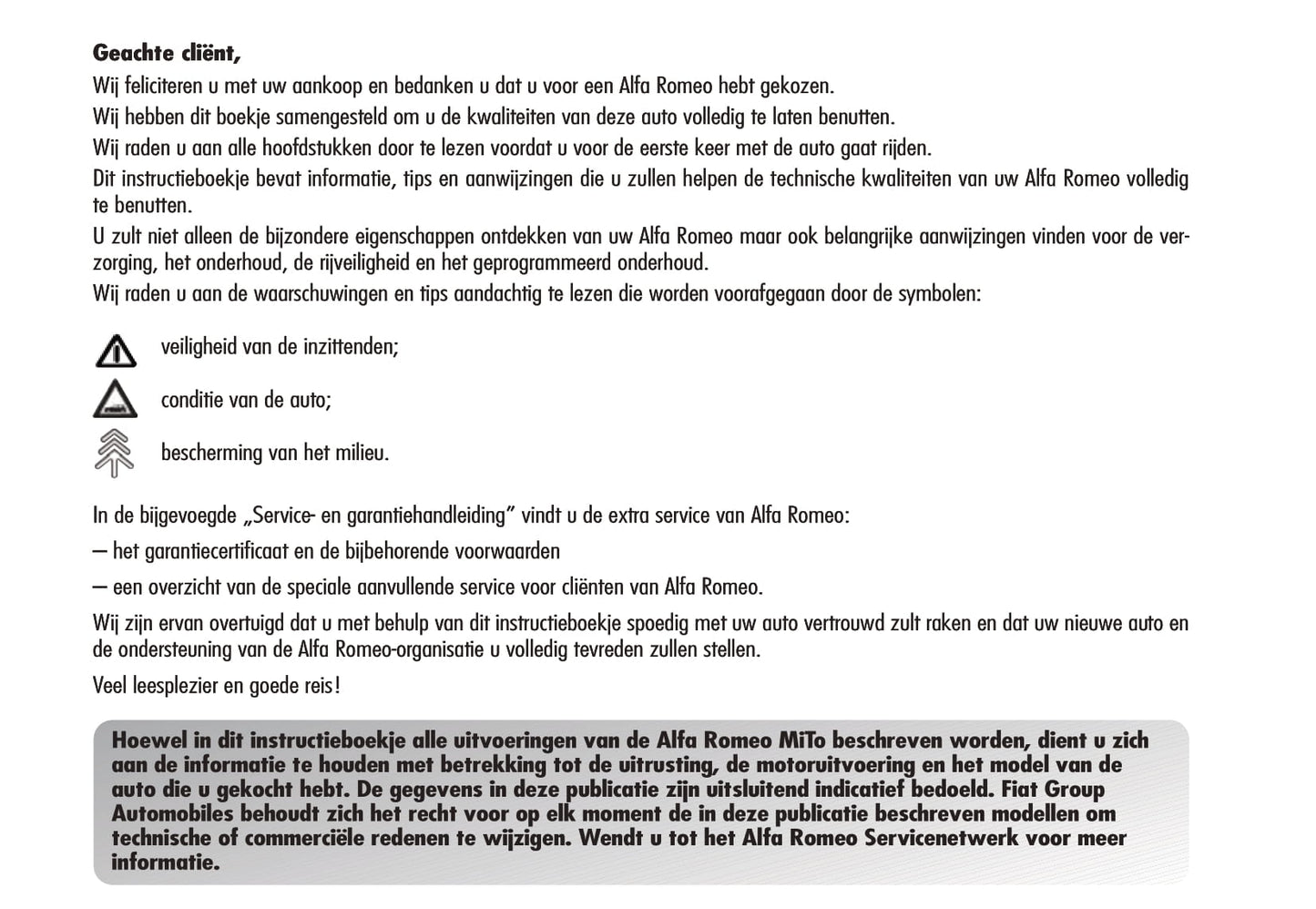 2008-2014 Alfa Romeo Mito Gebruikershandleiding | Nederlands