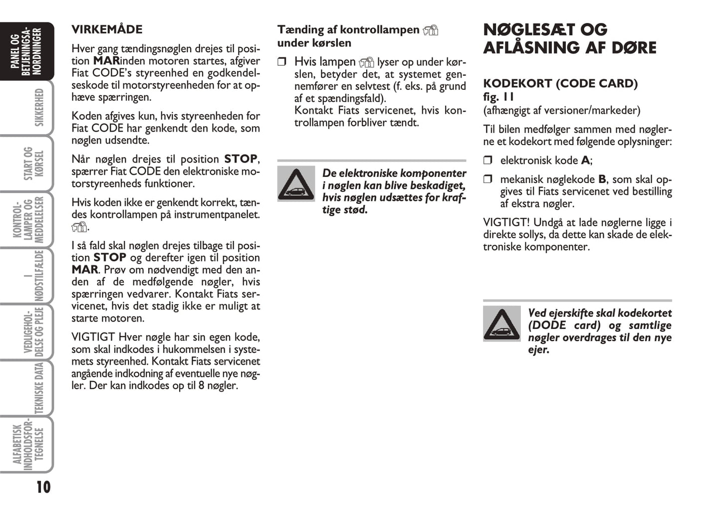2010-2011 Fiat Idea Gebruikershandleiding | Dansk