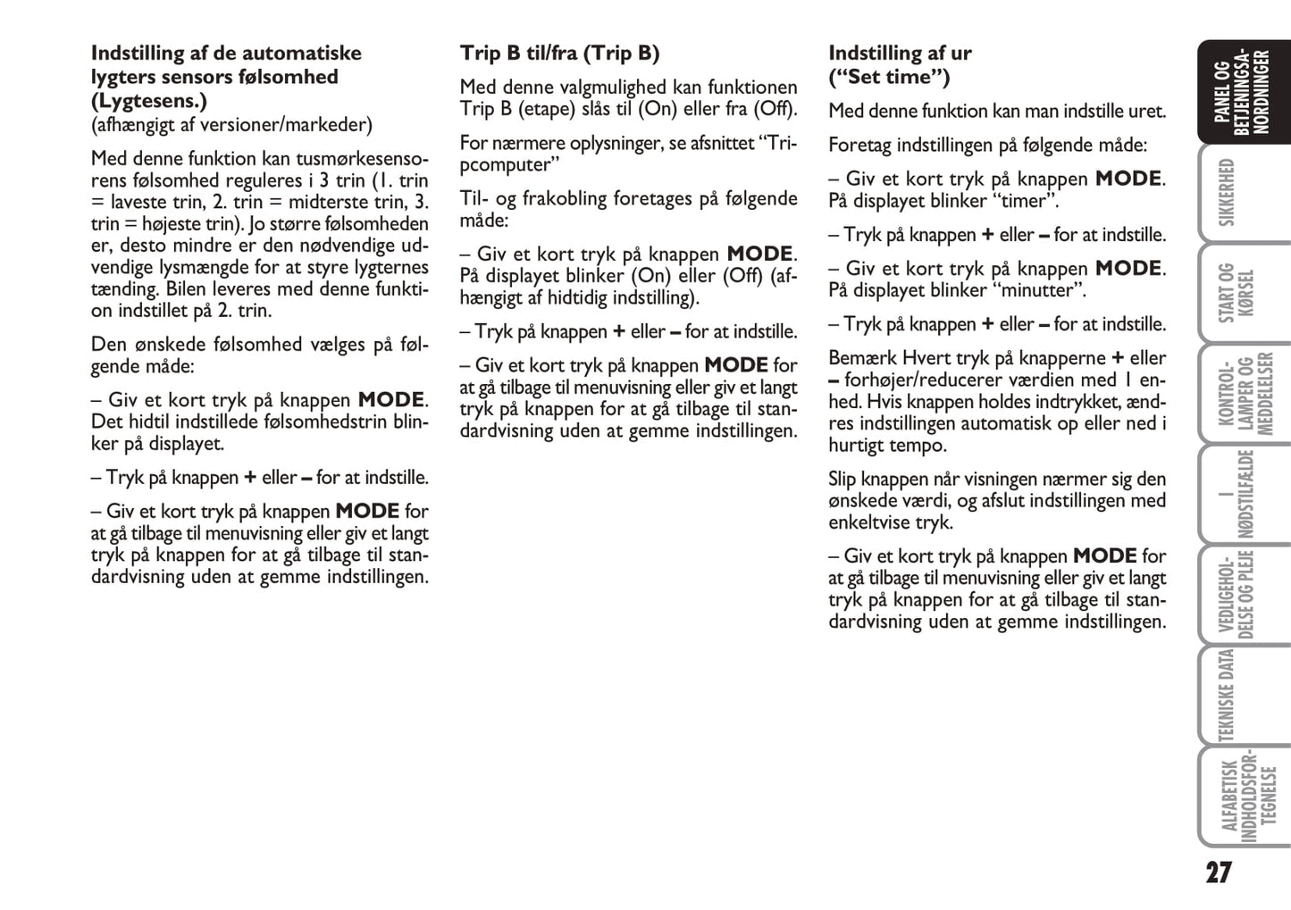 2010-2011 Fiat Idea Gebruikershandleiding | Dansk