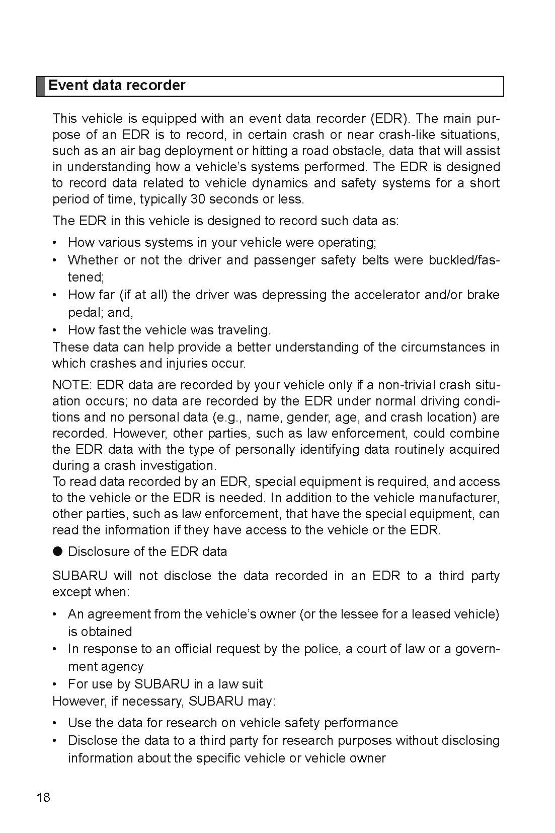 2018 Subaru BRZ Gebruikershandleiding | Engels